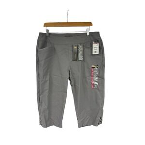 Lee Sculpting Slim Fit Skimmer Pants Gray Mid Rise Capri Womens 14 Medium NEW